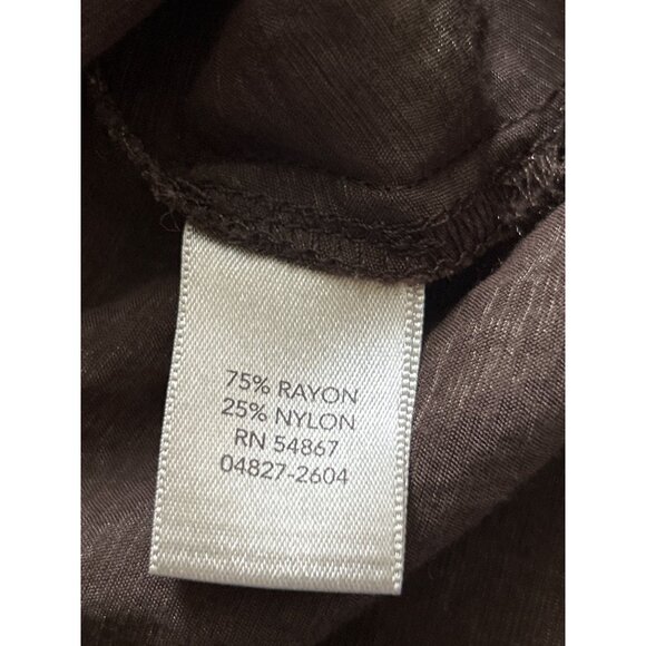 Christopher & Banks Womens Petite Small Short Sleeve V Neck Brown Blouse - Picture 5 of 8